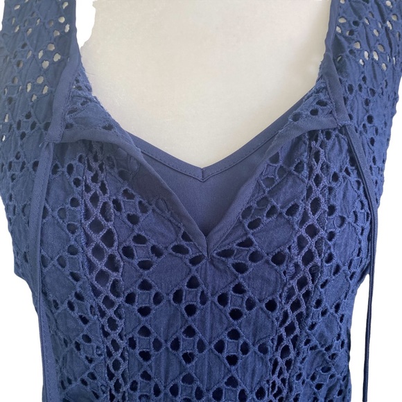 Daniel Rainn Navy Layered Eyelet Tank Top S - Picture 3 of 14